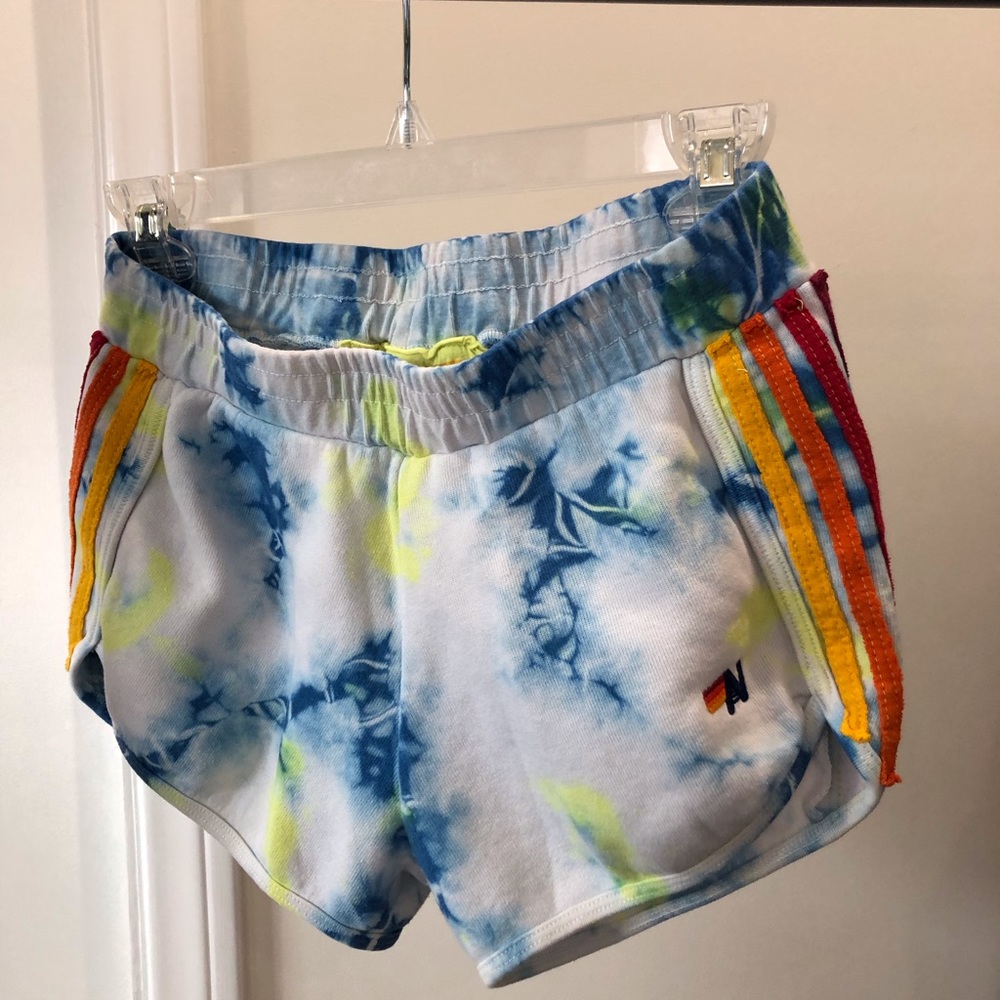 Aviator Nation hand tie-dyed jogger shorts